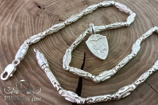 Silver chain with Orthodox pendant, фото