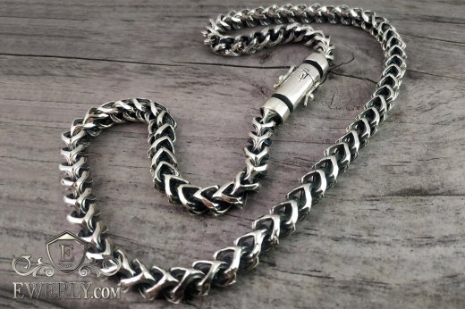 Author's men's chain of sterling silver 8 whit blackening, фото