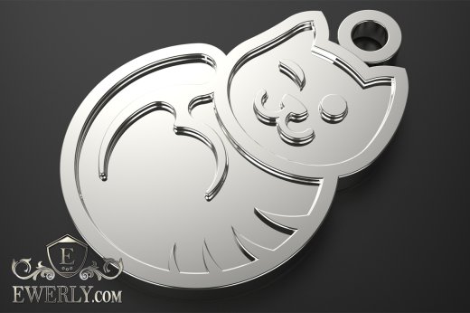 Personalized medallionof silver for a cat, фото