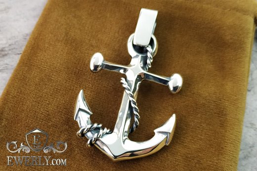 Pendant Anchor made of silver, фото