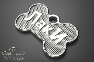 Name pendant of silver for a dog, фото