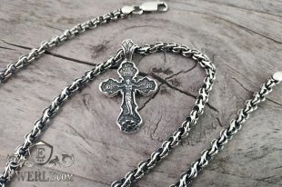 Silver chain Brook with a cross, фото