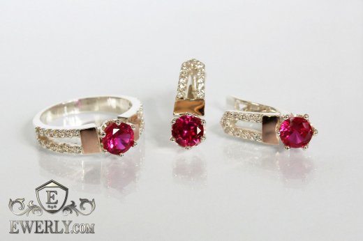 Kit : earring of  silvers and ring of  silver, фото